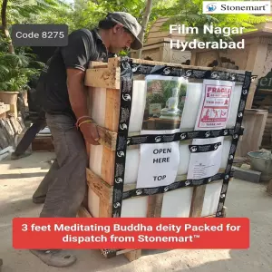 Packing 3 Feet Big Buddha Idol For Dispatch To Hyderabad, Telangana