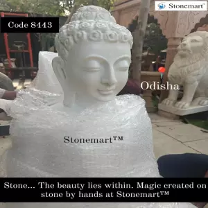 Packing 3 Feet White Marble Stone Buddha Sculpture For Dispatch To Bhubaneswar, Odisha