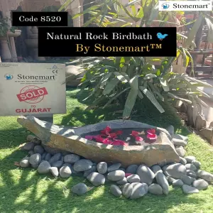 Sold To Ahmedabad, Gujarat Natural Rock Bird Bath Or Decorative Urli Bowl For Balcony And Garden