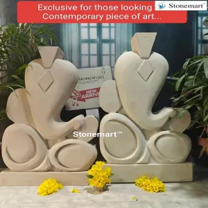 32 Inch, 120 Kg And 36 Inch, 150 Kg Natural Stone Modern Abstract Ganesha Idol