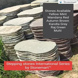 Stepping Stones In Yellow Mint, Mandana, Kandla Grey, Raj Green, Autumn Brown And Multi Sandstone