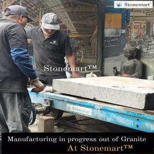 Granite Cutting In Progress For Making Abstract Ganesha Sculpture