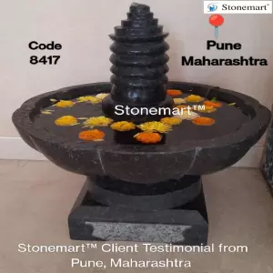 Client Testimonial Of 21 Inch Black Granite Floral Urli Fountain With Pedestal From Pune, Maharashtra