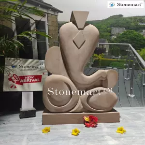 32.5 Inch, 90 Kg Natural Stone Modern Abstract Ganesha Statue For Home And Garden Decoration