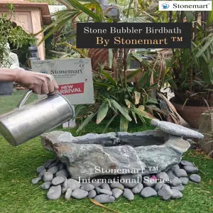 Natural Stone Bubbler Bird Bath Water Feature With Stone Bird For Indoor And Outdoor