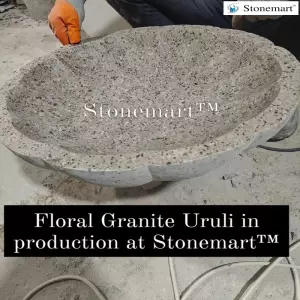 Manufacturing 21 Inch Granite Urli In Floral Shape For Home And Balcony
