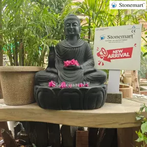 Sold To Visakhapatnam, Andhra Pradesh 2 Feet, 70 Kg Black Marble Stone Buddha Statue In Abhaya Mudra