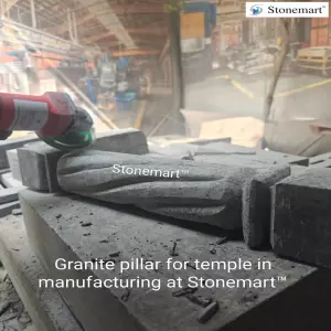 Manufacturing Black Granite Stone Pillar For Home Temple