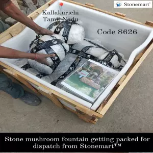 Stone Mushroom Fountain Packed For Dispatch To Kallakurichi Dist, Tamil Nadu