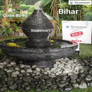 Sold To Muzaffarpur, Bihar Handcrafted Granite Water Fountain For Patio And Garden