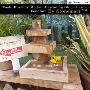 Vastu Friendly, Medium Size Modern Cascading Stone Garden Fountain