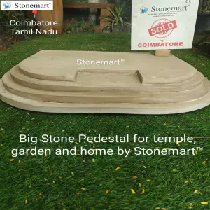 Sold To Coimbatore, Tamil Nadu Hand Carved Big Stone Pedestal For Home Temple