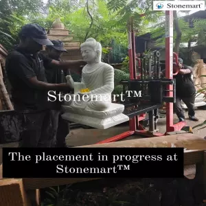 Sold To Coimbatore, Tamil Nadu 3 Feet Handcrafted White Marble Buddha Statue For Garden In Abhaya Mudra