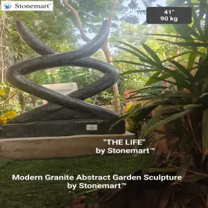 41 Inch, 90 Kg Hand Carved Granite Abstract Garden Sculpture "The Life" For Modern Interior And Exterior