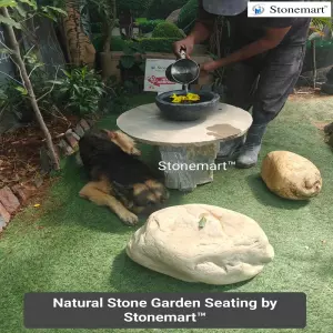 Rock Garden Table With Boulders For Garden, Terrace, And Balcony