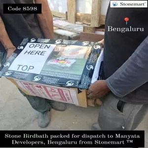 Stone Bird Bath Packed For Dispatch To A Reputed Real Estate Group In Bengaluru, Karnataka