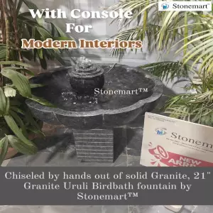 21 Inch, 90 Kg Handcrafted Granite Stone Urli Fountain For Home Decoration