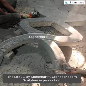 Carving Black Granite Modern Abstract Sculpture "The Life"