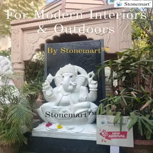 Sold To An Office, Greater Noida, Uttar Pradesh -5Ft Granite Fountain With 40 Inch Marble Ganesha Sculpture For Indoor And Outdoor