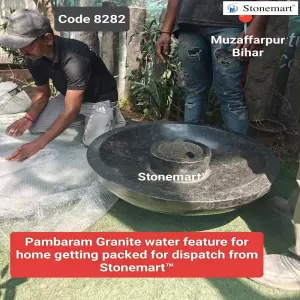 Packing Black Granite Pambaram Water Feature For Dispatch To Muzaffarpur, Bihar