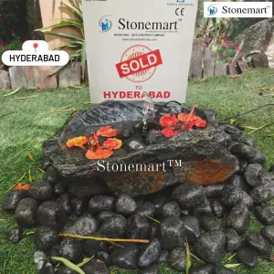 Sold To Hyderabad, Telangana Natural Rock Uruli Cum Bird Bath For Interior Decor