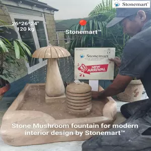 Sold To Hyderabad, Telangana 26 Inch, 120 Kg Sandstone Mushroom Waterfall For Stunning Indoor And Outdoor