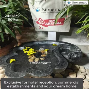 2 Feet, 50 Kg Black Granite Vinayagar Urli Fountain Or Elephant Urli Fountain For Home Decor