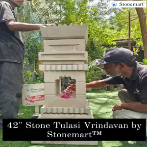 Hand Crafted 42 Inch, 180 Kg Stone Tulasi Kota Or Tulsi Vrindavan For Indoor And Outdoor