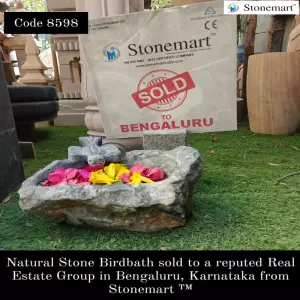 Sold To Manyata Developers, Bengaluru, Karnataka - Natural Stone Bird Bath For Balcony Garden And Terrace Garden