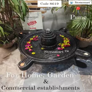 Sold To Pune, Maharashtra - Big Size Granite Water Fountain With Candle Holders For Indoor And Outdoor