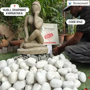 Sold To Hubli, Dharwad, Karnataka Contemporary Stone Sculpture In Yoga Pose For Garden Decor