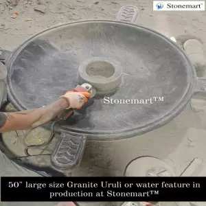 Manufacturing 50 Inch Large Size Granite Uruli Or Water Feature For Entrance Decor