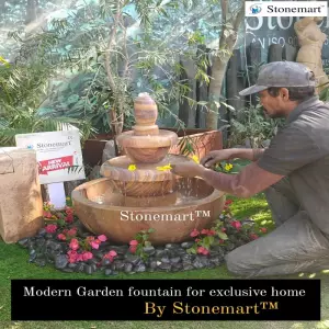 2 Tier Rainbow Sandstone Cascading Water Fountain With Soothing Waterflow Sound