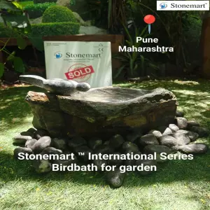 Sold To Pune, Maharashtra Rock Birdbath Cum Uruli For Balcony Decor And Garden Decor