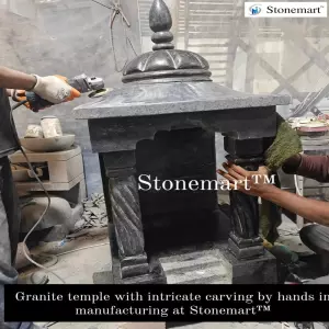 Carving 4 Feet Black Granite Stone Temple For Indoor And Outdoor