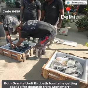 21 Inch Floral Granite Urli Fountain Packed For Dispatch To Delhi