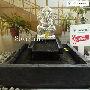 3 Feet Granite Marble Stone Ganesha Fountain For Contemporary Home Decor