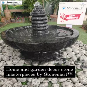 Handcrafted 21 Inch Granite Urli Fountain For Home Decor And Garden Decor