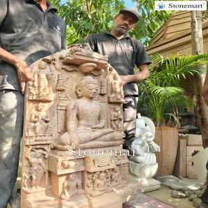 Sold To Pollachi, Tamil Nadu 3 Feet Handcrafted Stone Lifecycle Buddha Statue Carved In A Single Stone
