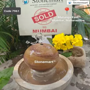 Sold To Mumbai, Maharashtra 9 Inch, 12 Kg Small Rainbow Sandstone Sphere Water Fountain