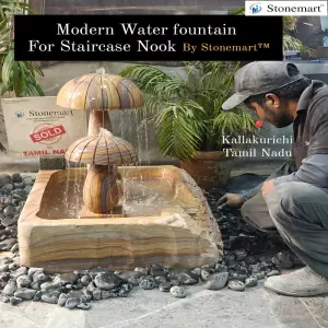 Sold To Kallakurichi, Tamil Nadu Natural Stone Mushroom Water Feature For Staircase Nook