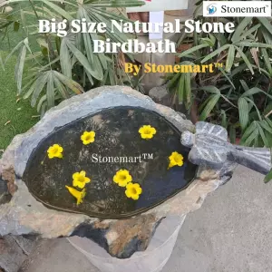 Big Size Stone Bird Bath And Urli Water Bowl For Balcony And Zen Space