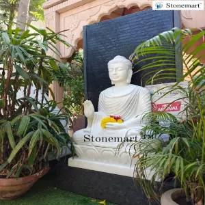 Available Granite Panel Water Fountain For Home And Garden With Marble Sitting Buddha Figurine