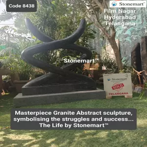 Sold To Hyderabad, Telangana 45 Inch, 150 Kg Hand Carved Granite Stone Modern Abstract Garden Sculpture "The Life" With Base