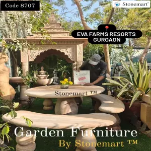 Sold To A Farmhouse In Gurugram, Haryana - Big Size Garden Stone Furniture Set Perfect For Gardens, Patios, Lawns