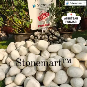 Sold To Amritsar, Punjab Snow White Pebbles And Black Pebbles For Exterior Decor