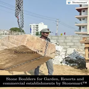 Huge Stone Boulder With Beautiful Natural Texture For Landscaping And Exterior Design