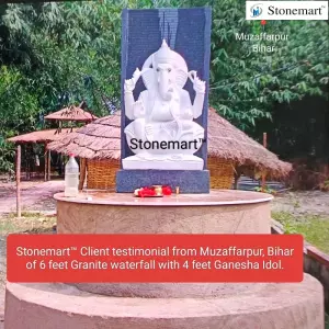 Client Testimonial Of 6 Feet Granite Fountain With 4 Feet White Marble Ganesha Statue From Muzaffarpur, Bihar