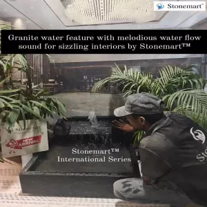 29 Inch, 190 Kg Serene Water Fountain Carved Out Of Black Granite Stone