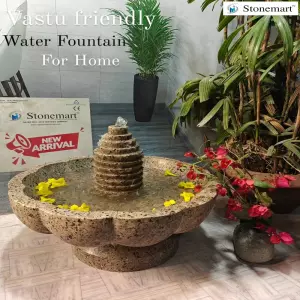 Handcrafted Granite Stone Urli Water Fountain For Modern Interiors